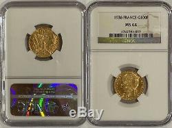 Very Rare 100 Francs Or 1936 Ngc Ms64 Bazor