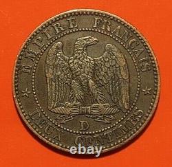Very Rare, 2 Cents Napoleon Iii, 1857 Great D, Small Lion, Ttb+