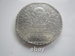 Very Rare 2 Francs Sower 1980 Error Strongly Ribbed Edge on Both Sides