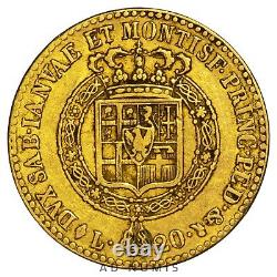 Very Rare 20 Read 1816 Victor Emmanuel I Ttb Sardinia Italy Gold