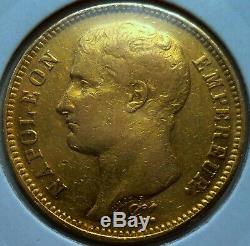 Very Rare, 40 Francs Gold Napoleon Bareheaded, Transitory Type 1807 I Limoges