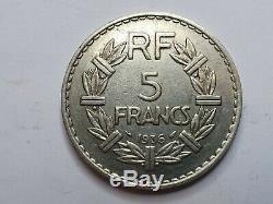 Very Rare 5 Francs Lavrillier 1936