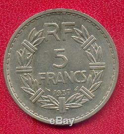 Very Rare 5 Francs Lavrillier Nickel From 1937! Rare Top