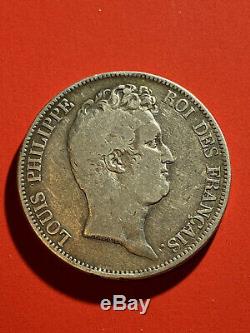 Very Rare 5 Francs Louis Philippe I 1830a Without The Slice In Relief 420 Tb