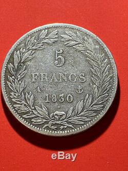 Very Rare 5 Francs Louis Philippe I 1830a Without The Slice In Relief 420 Tb