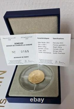 Very Rare 50 Gold Coin 2014 BE, The Sower Charles the Bald, NEW