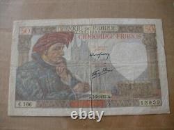 Very Rare 50f Note Jacques Coeur 05/02/1942 Reference Fay 19/19 Alphabet C166