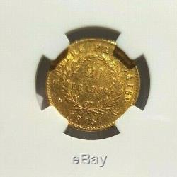 Very Rare And Beautiful Piece 20 Gold Francs 1815w Napoleon I One Hundred Days Ngc Au50