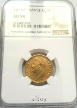 Very Rare And Beautiful Piece Of 20 Francs Or 1811 W Napoleon I Ngc Au58 Quality