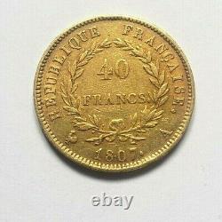 Very Rare And Beautiful Piece Of 40 Francs Gold 1807 A Napoleon I Bare Head