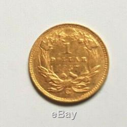 Very Rare And Beautiful Piece Of Gold 1 Dollar 1857 Liberty Charlotte Gold
