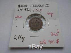Very Rare And Superb 1/4 Of Falus, Hassan 1 (morocco) 1310