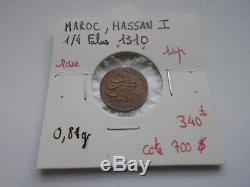 Very Rare And Superb 1/4 Of Falus, Hassan 1 (morocco) 1310