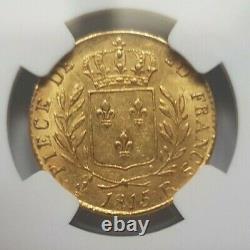 Very Rare And Superb 20-franc Gold Coin 1815 Louis XVIII London Ngc Ms61
