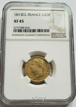 Very Rare And Very Beautiful 20-franc Gold Coin 1813 CL Napoleon I Ngc Xf45