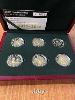 Very Rare Box Of 6 X 2 Eur Be Proof Luxembourg 2013 2014 2015