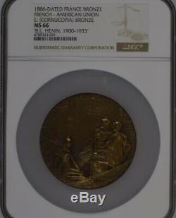 Very Rare. By O. Roty. Franco-american Union 1886. Liberty Statue. Ngc Ms66