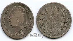 Very Rare Coin 2 Francs Louis XVIII Silver 1824 I (limoges) @ Small Print