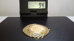 Very Rare! Coin 20 Dollars 1908 Gold 900 Pendant Gold Chain 750 94g