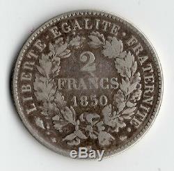 Very Rare Coin Of 2 Francs Silver Ceres Of 1850 Bb (strasbourg) Silver Coin