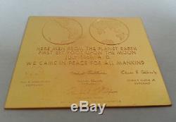 Very Rare Coin Plate Old Paris 24k Gold Astronaut Moon USA 1969
