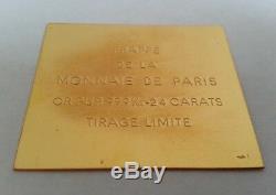 Very Rare Coin Plate Old Paris 24k Gold Astronaut Moon USA 1969