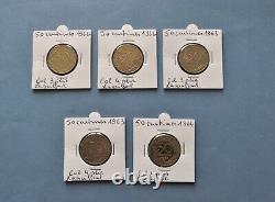Very Rare Complete Series of 50 Centimes Marianne
