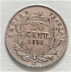 Very Rare Currency 20 Cents Napoleon III 1856 Bb Strasbourg 13342 Ex Superbe