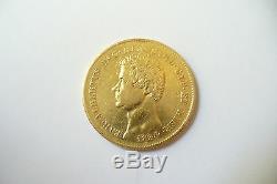 Very Rare Currency 20 Gold Or Charles Albert 1834 Turin- Variety Without Workshop