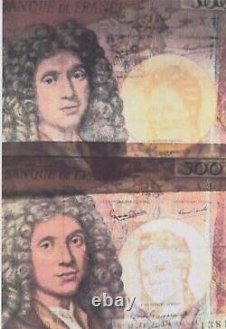 Very Rare! False Bill Of 500nf Molière From 1966 Case Of Alger