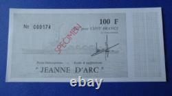 Very Rare Good 100 Francs Helicopter Carrier Jeanne D'Arc Specimen New