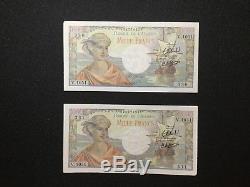 Very Rare Lot Of Two Reserve Notes Of 1000 Francs From The Bank Of Algeria
