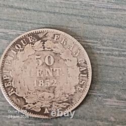 Very Rare Louis Napoleon Bonaparte 50 Centimes Silver 1852 A