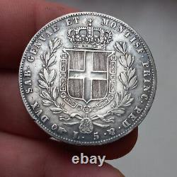 Very Rare! Magnificent 5 Francs 1839 Italy Sardinia