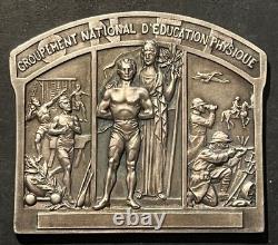Very Rare Medal & Plaque Silver-Plated Bronze Physical Education TSCHUDIN