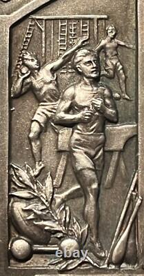 Very Rare Medal & Plaque Silver-Plated Bronze Physical Education TSCHUDIN
