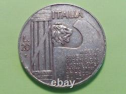 Very Rare Money Silver 20 Read Vitt. E. III 1928 R. Italy A See Sup+