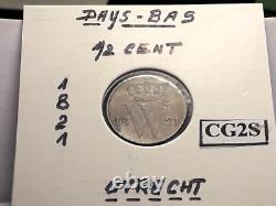 Very Rare Netherlands 1/2 Cent 1821 Utrecht
