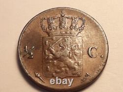 Very Rare Netherlands 1/2 Cent 1821 Utrecht