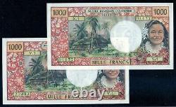 Very Rare Pair 1000 Francs Papeete - Noumea Without Republic In Neuf