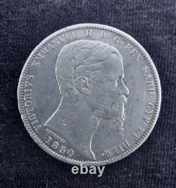 Very Rare Piece 5 Lire Silver Emmanuel II Sardinia 1850 Turin Tbe
