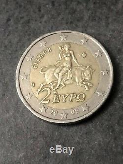 Very Rare Piece Of 2 Euros Greek Greece 2002 S Finland Very Good Condition