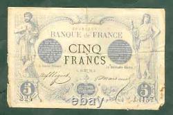 Very Rare Post Of 5 Francs Black 1872 B+