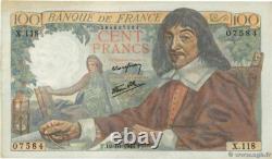 Very Rare Series 4 Bills Same Bundle - 100 Francs Descartes 12/10/1944 Sup/sup+