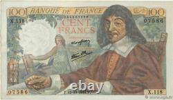 Very Rare Series 4 Bills Same Bundle - 100 Francs Descartes 12/10/1944 Sup/sup+