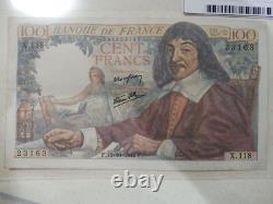 Very Rare Series 4 Bills Same Bundle - 100 Francs Descartes 12/10/1944 Sup/sup+