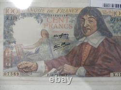 Very Rare Series 4 Bills Same Bundle - 100 Francs Descartes 12/10/1944 Sup/sup+