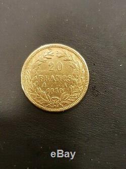 Very Rare Slice In Hollow Gold 20 Francs Louis Philippe Head Naked In Paris 1830