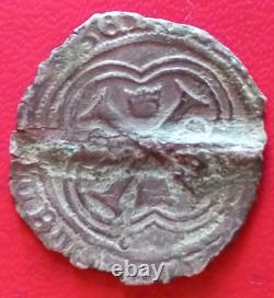 Very Rare Small White with Crown Charles VIII with Offset Cross - 1488. Silver