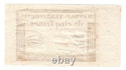 Very Rare Territorial Mandate 5 Francs Monval 28 Ventôse Year 4 (18 March 1796)